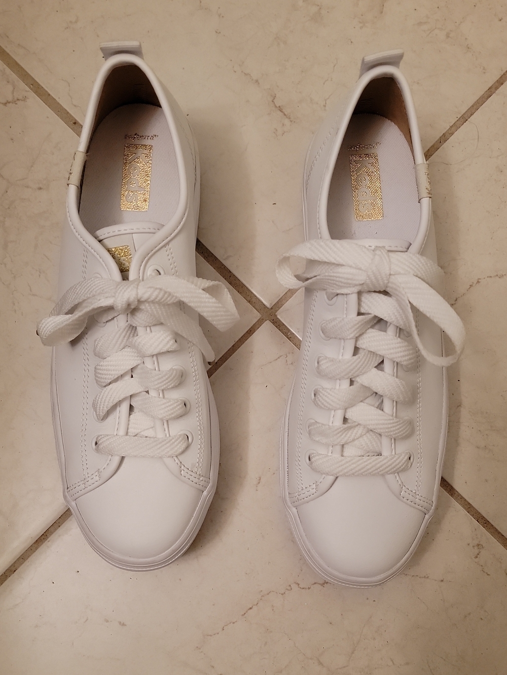 Keds Women's White Leather Lace-Up Sneakers